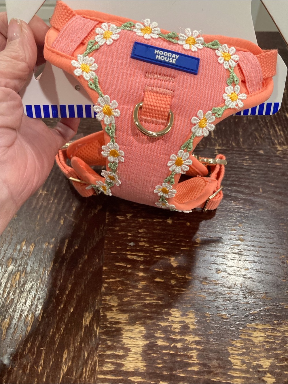 Coral Daisy Embroidered Dog Harness
